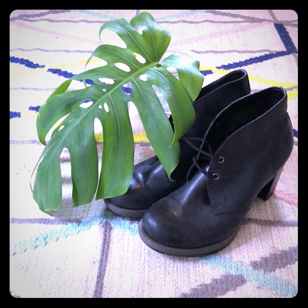 Dr. Martens high heeled lace up booties